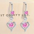 thumbnail image 4 of SmartBy 1 Pair Hoop Earrings Shining Cubic Zirconia Geometric High-end Pendant Dress Up Hypoallergenic Rose Flower Heart Dangle Earrings Fashion Jewelry, 4 of 7