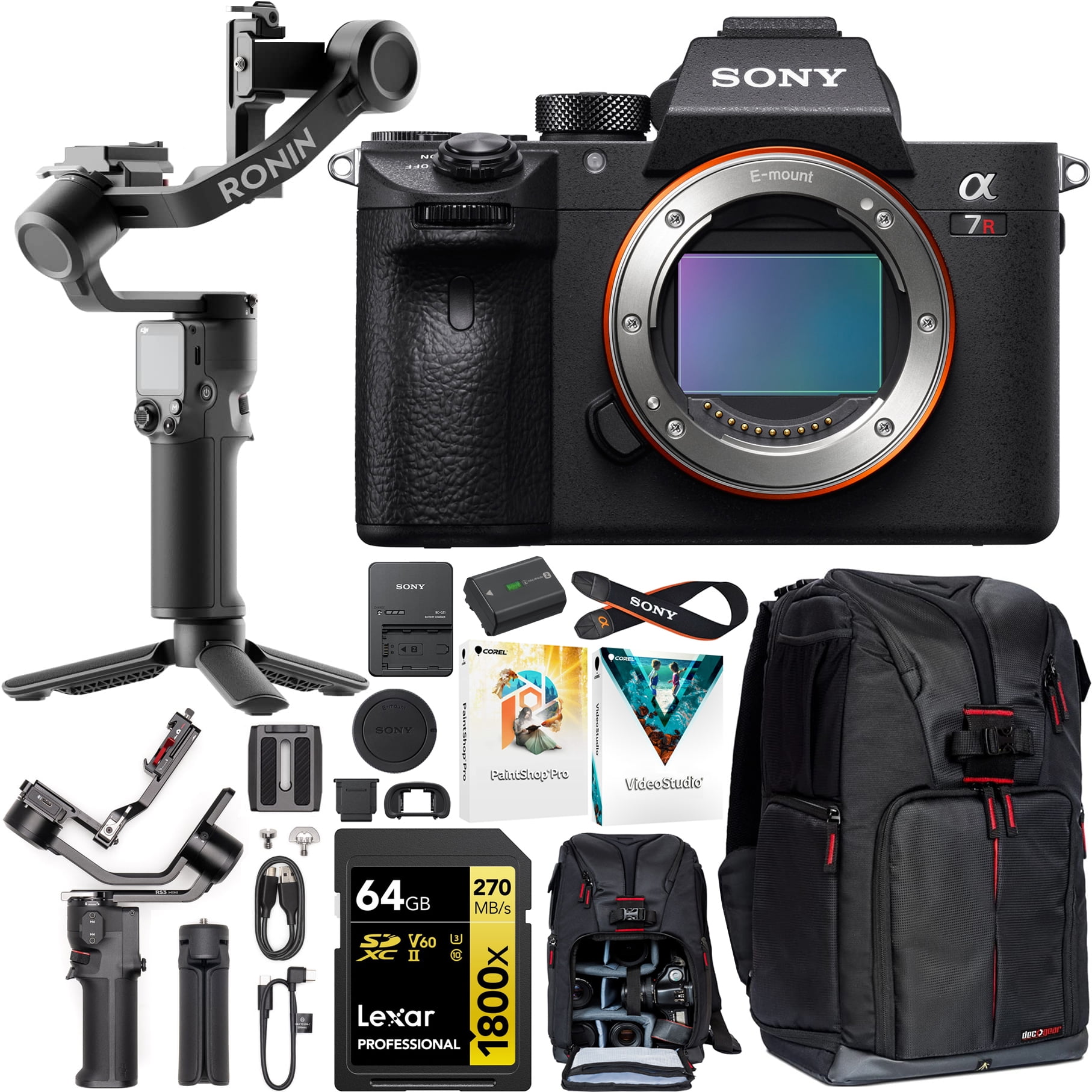 Sony a7R III Full Frame Mirrorless Camera Body ILCE7RM3A/B Filmmaker's Bundle Including DJI RS