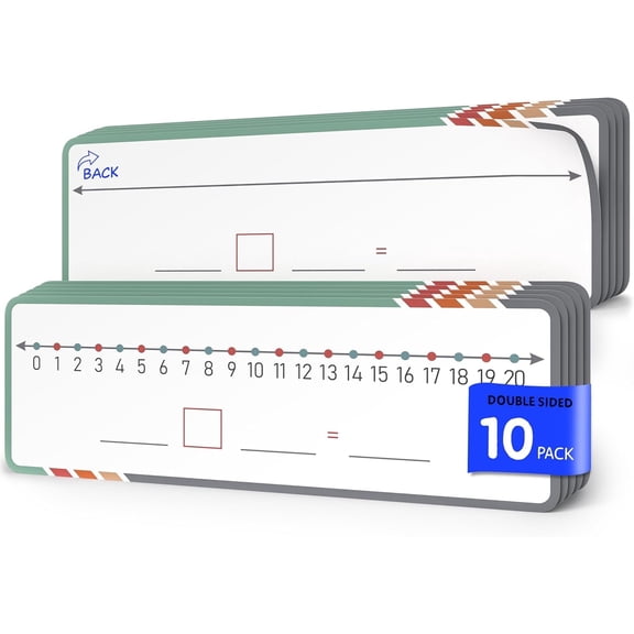 SCRIBBLEDO Dry Erase Number Line for Students 4”x12” Small White Board Dry Erase Sheets Math Manipulatives Number Lines for Classroom Supplies Teacher Pack 10 Sheets