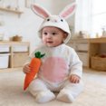 thumbnail image 2 of Baby Jumpsuit Rabbit Print Romper Soft Pajamas Snap Closure Long Sleeve for Boys White1 0 Months-12 Months, 2 of 4