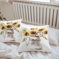 thumbnail image 7 of Waterproof Throw Pillow Covers Set of 2, 18x18 Inch Sunflower Decorative Pillowcases Outdoor Pillow Slip Cushion Covers Set for Couch Tent Botanical Garden Florals Cottagecore Plant, 7 of 7