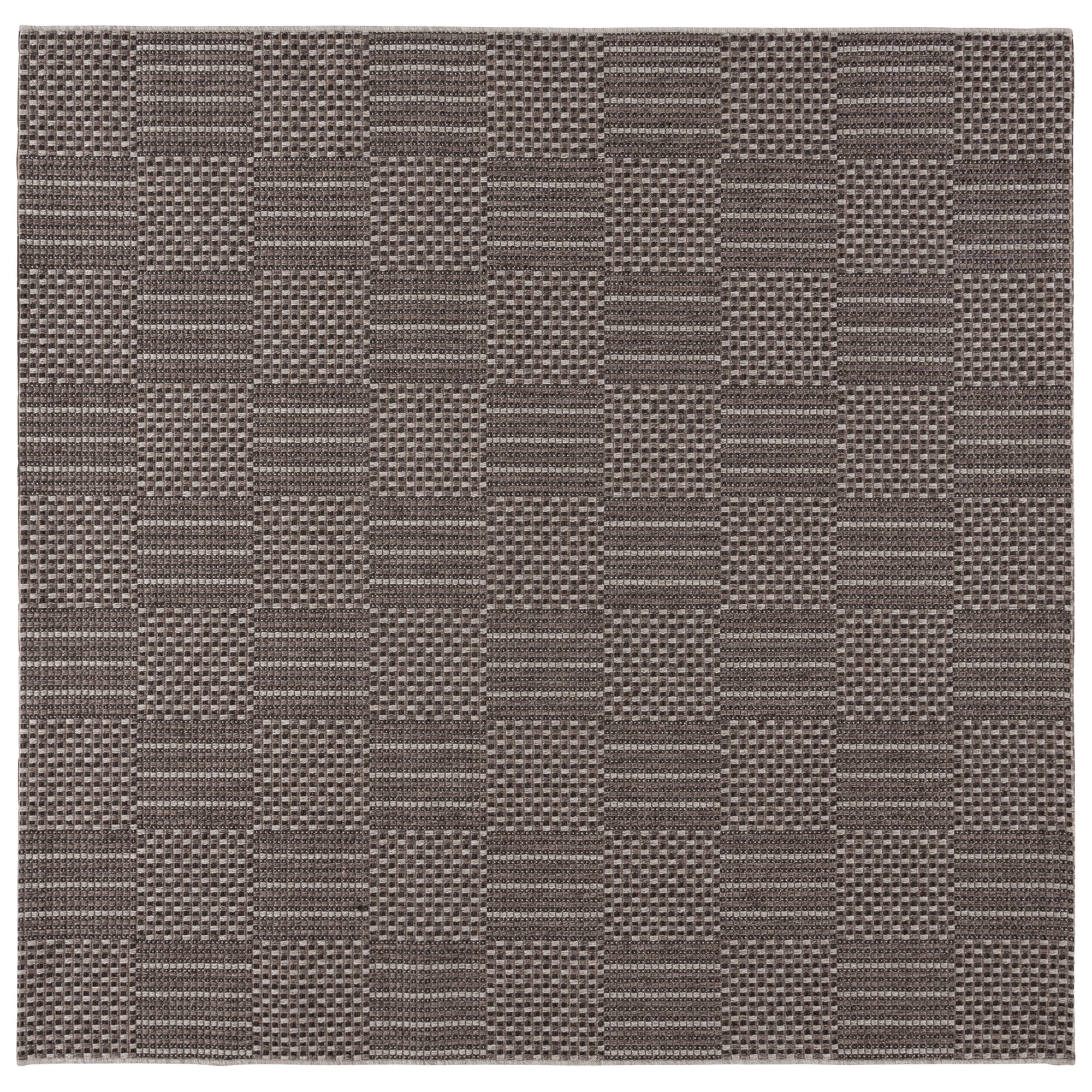 SAFAVIEH Sisal All-Weather Austen Geometric Indoor/Outdoor Area Rug, Black/Grey, 6'7" x 6'7" Square