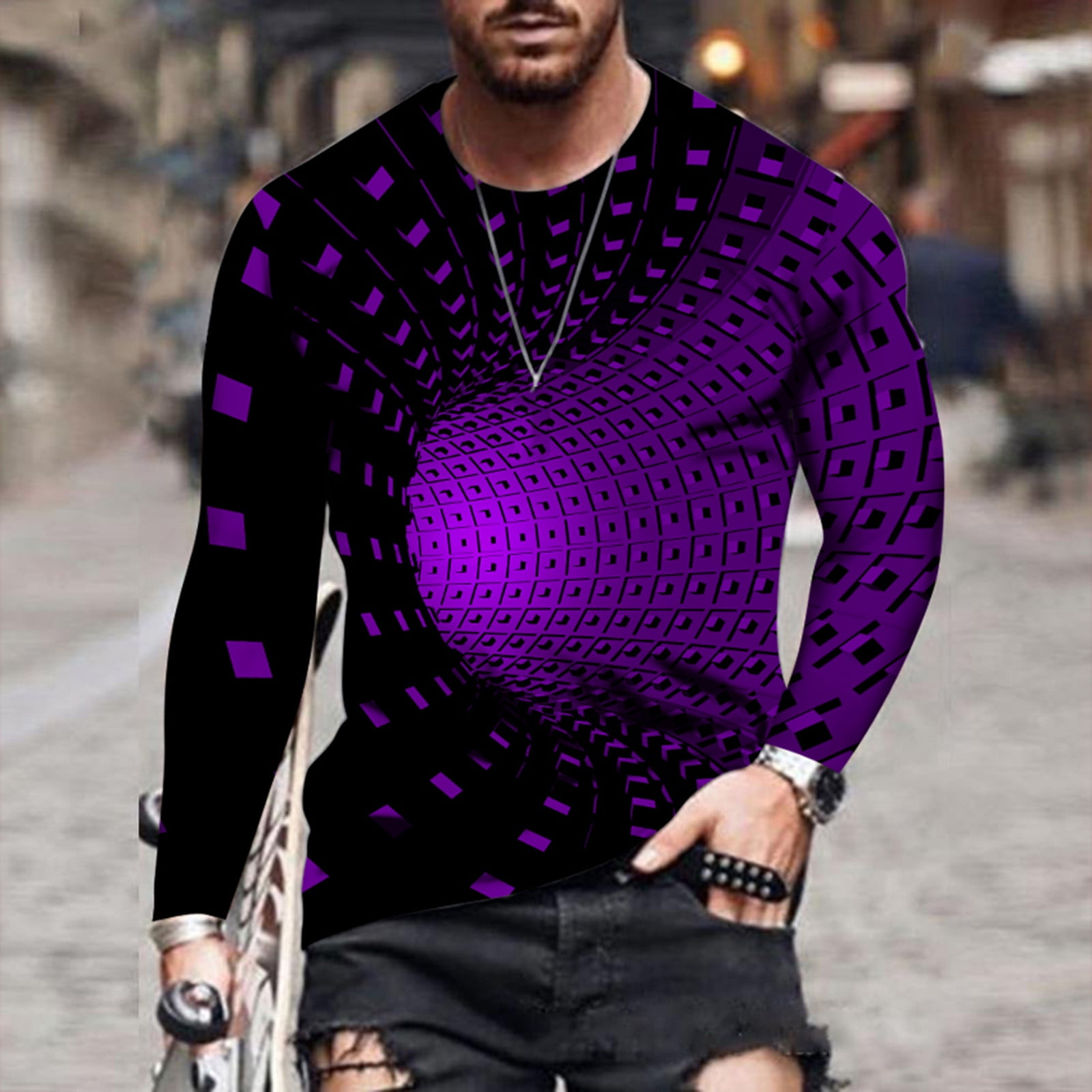 Mens Long Sleeve Halter Neck Slim Fit Shirts Hollow Out Party Muscle Blouse  Tops