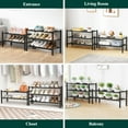 thumbnail image 7 of decorUhome Bamboo 3 Tier Shoe Rack for Closet, Shoe Storage Organizer, Wood Shoe Shelf for Entryway, Black, 7 of 7