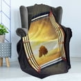 thumbnail image 4 of Spring Soft Flannel Fleece Throw Blanket, Looking out an Open Window to a Sunny Spring Birds Countryside Landscape, Cozy Plush for Indoor and Outdoor Use, 60" x 80", Grey Marigold Brown, by Ambesonne, 4 of 5