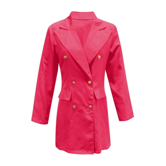Vedolay Fall Tops for Women Casual Blazer Jackets for Women 2023 Long Sleeve Cloth with Pockets,Hot Pink M