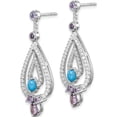 thumbnail image 2 of 14K White Gold Turquoise/Amethyst/White Topaz Dangle Earrings (Width 11.6) (Length 36.3) - Jbsp, 2 of 5