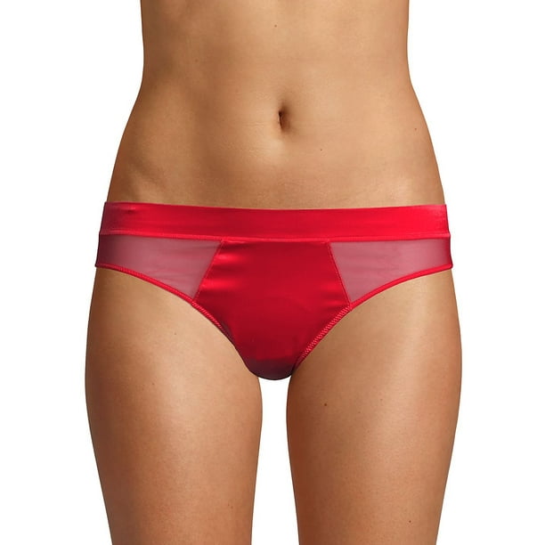 DKNY Women's Satin Bikini Underwear Red Size S