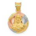 thumbnail image 1 of Collier Pendentif en Or Jaune 14k Rose Blanc Sarazon Sarazon Médaille Religieuse, 1 of 6