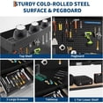 thumbnail image 4 of YUSAZENS 48 Inch Two Tier Workbench, Cold Rolled Steel Frame with Back Panel, Black Heavy Duty Storage Utility Table for Home Garage Organization, 4 of 6