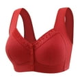 thumbnail image 2 of HVOBTTY Womens Front Closure Bra, Bras for Women, Woman's Solid Color Front Buckle Ventilate Elastic Style Medium Sized Bra without Steel Rim Red, 46, 2 of 4