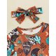 thumbnail image 5 of Pelele con estampado floral de vaca para niña recién nacida, mono largo con mangas acampanadas y diadema, ropa infantil estilo western, 5 of 6