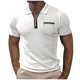thumbnail image 1 of pstuiky camisetas de hombre, Camiseta informal transpirable de poliéster de color sólido, cuello cubano grande, manga corta, solapa camisas casuales para hombre xxl, 1 of 5