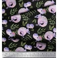 thumbnail image 2 of Soimoi Black Cotton Duck Fabric Dinosaurs & Leaves Kids Print Fabric by the Yard 42 Inch Wide, 2 of 3