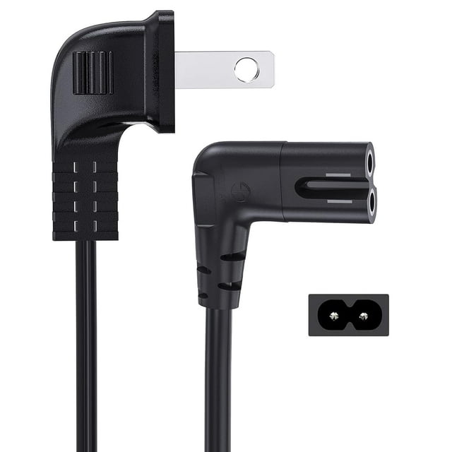 Cable de alimentación para TV IJP de 6 pies, ángulo de 90 grados, 18 AWG, 2 clavijas a forma de L