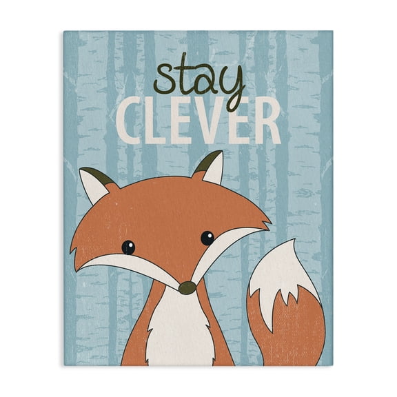 Stupell Industries Stay Clever with Fox Animals Painting Wrapped Canvas Canvas Art Print Wall Art, 16 x 20