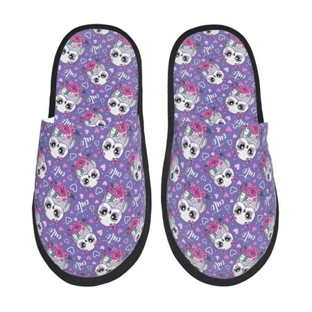 

Tideii Owl And Flowers for Home Indoor Cotton Slippers Autumn and Winter EVA Plush Slippers Household Supplies Unisex-Medium