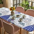 thumbnail image 3 of Happy Birthday Table Cloths for 8 Foot Rectangle Tables, Purple Dress Crown Carriage Flowers Butterfly Patio Waterproof Elastic Fitted Tablecloths, Washable Rectangular Table Cover for Camping, 3 of 8