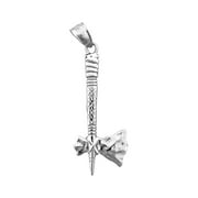 Rhodium Plated 925 Sterling Silver 3D Tomahawk Pendant
