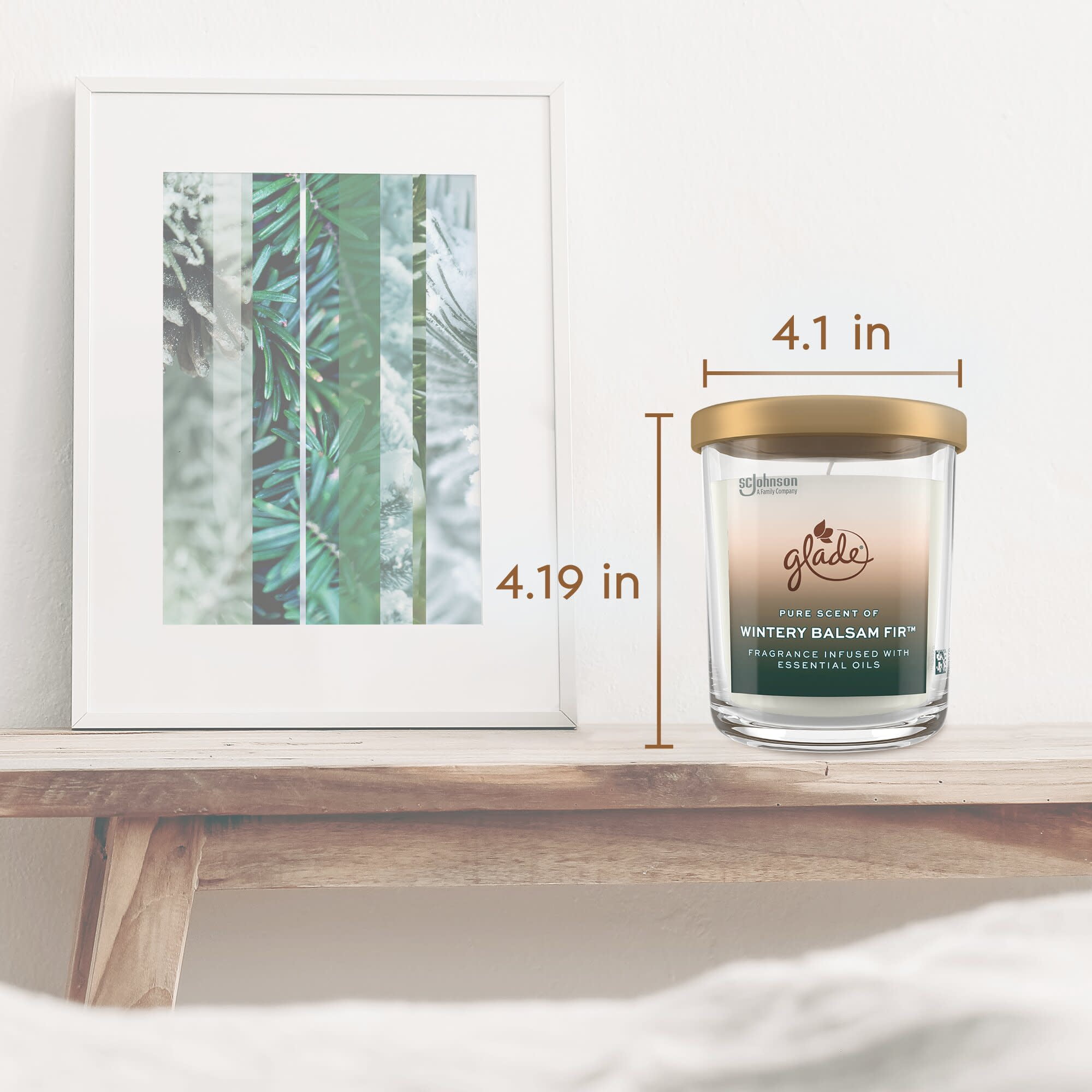 Glade Large Jar Scented Candle, Wintery Balsam Fir, 16 oz, Burning time: Up to 85 hours