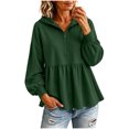 thumbnail image 2 of Xdegoge Womens Half Zip Hoodie Long Sleeve Peplum Sweatshirts Babydoll Ruffle Hem Casual Fall Tops Lightweight Loose Fit Pullover, 2 of 6