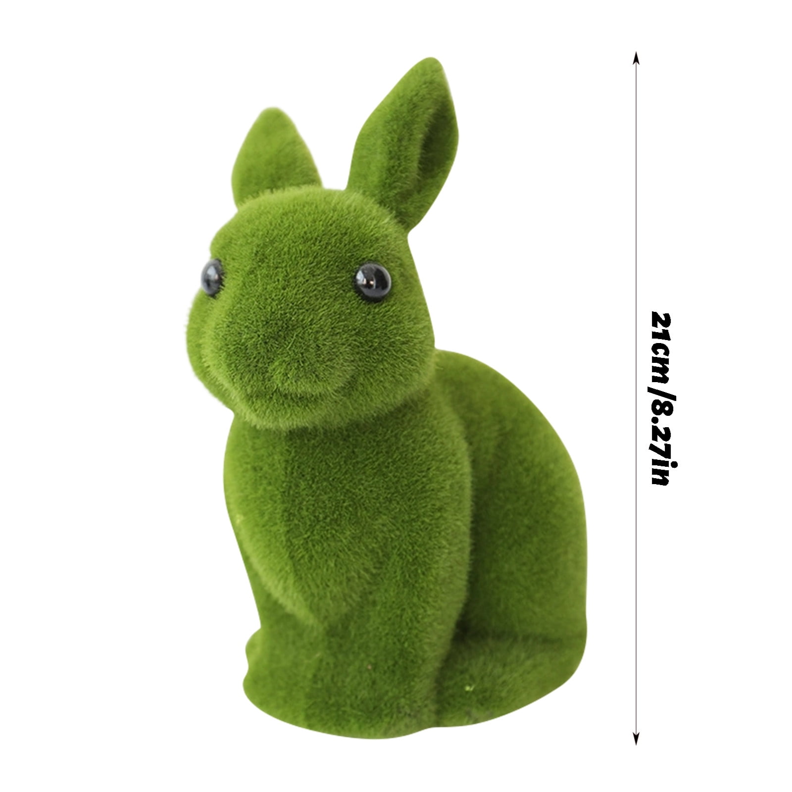 Easter Bunny Decoration, Artificial Moss Green Flocking Rabbit Sculpture for Garden, Spring Easter Party Decor, Home Table Decoration, Family Gathering Gift & Baking Centerpiece Ornament
