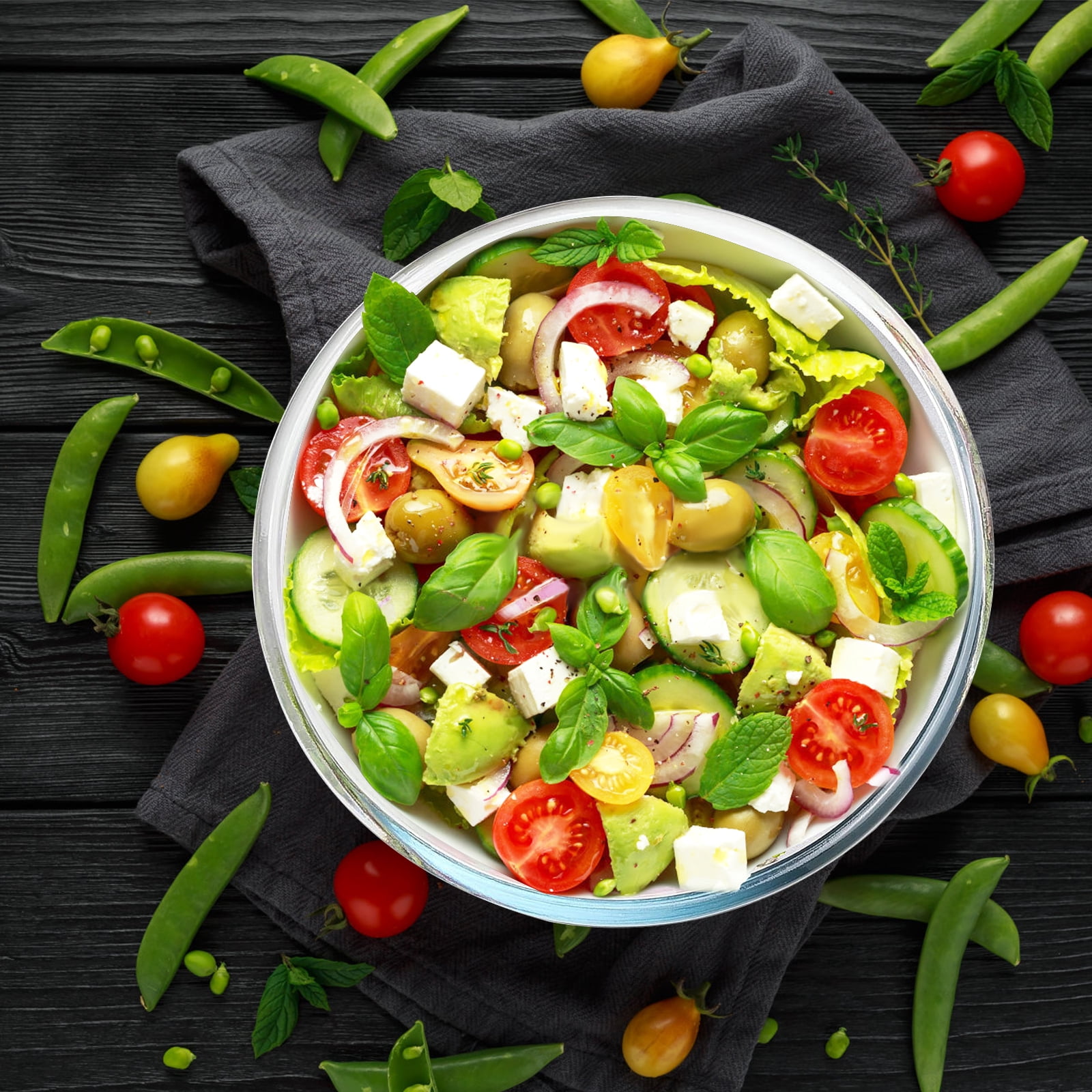 6.8 Quart Large Glass Mixing Bowl-Clear Large Salad Bowls Glass Big Mixing Bowls for Kitchen Salad Bread Storage, Dishwasher, Freezer