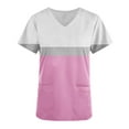 thumbnail image 3 of Aofany Scrub Tops for Women Stretchy Womens Scrub Tops Color Block Basic Nurse Working Uniform V Neck Short Sleeve Scrubs Blouse with Pockets, 3 of 4