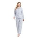 thumbnail image 3 of GLOBAL Conjunto de Pijama de Franela para Mujer, Pijama 100% Algodón para Mujer, Ropa de Estar por Casa, Manga Larga, Botón, Cordón en la Cintura, Ropa de Dormir Cálida, Flor Azul L, 3 of 7