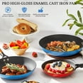 thumbnail image 7 of KITESSENSU Enameled Cast Iron Skillets, Non Stick Frying Pans Set with Durable Wooden Handle, 8&10&12 In Titanium Cast Iron Pans for Multi-Cooking, Pre Seasoned Cookware Set, Gradual Cobalt Blue, 7 of 7
