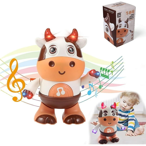 Baby Cow Musical Toys 2023 Nuevo juguete de vaca para bebé que camina bailando con música y luces LED Juguete musical para bebé de vaca para niños pequeños Desarrollo de aprendizaje interactivo E