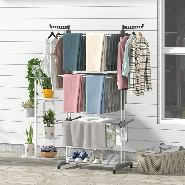 Topbuy Foldable Clothes Drying Rack Oversized 4 Tier Collapsible