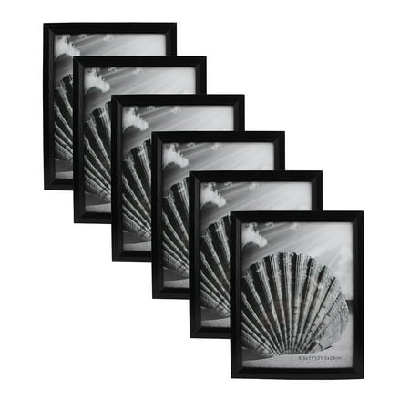 Document Picture Frame MDF Wood 8.5 X 11 Black With Glass Panel Stand Vertical Or Horizontal Wall Mount For wall Hanging (6-Pack)