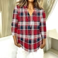 thumbnail image 2 of Women's 3/4 Sleeve V Neck Blouse Solid Color Work Casual Regular Collared Top with Button Closure for Office Business and Daily Casual Outfits, 2 of 7