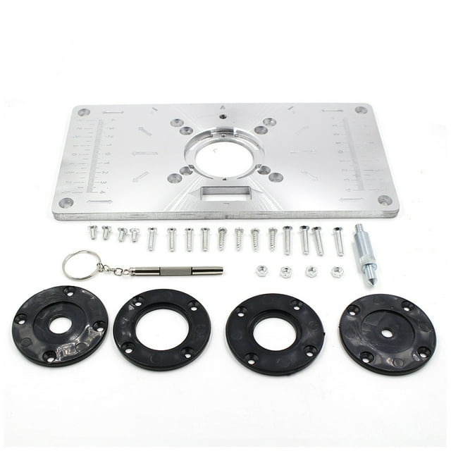Router Table Insert Plate Detachable Removable Scaled Pre-drilled Plastic Rings Metal Trimming Machine Woodworking Bench Plates Accessories Black