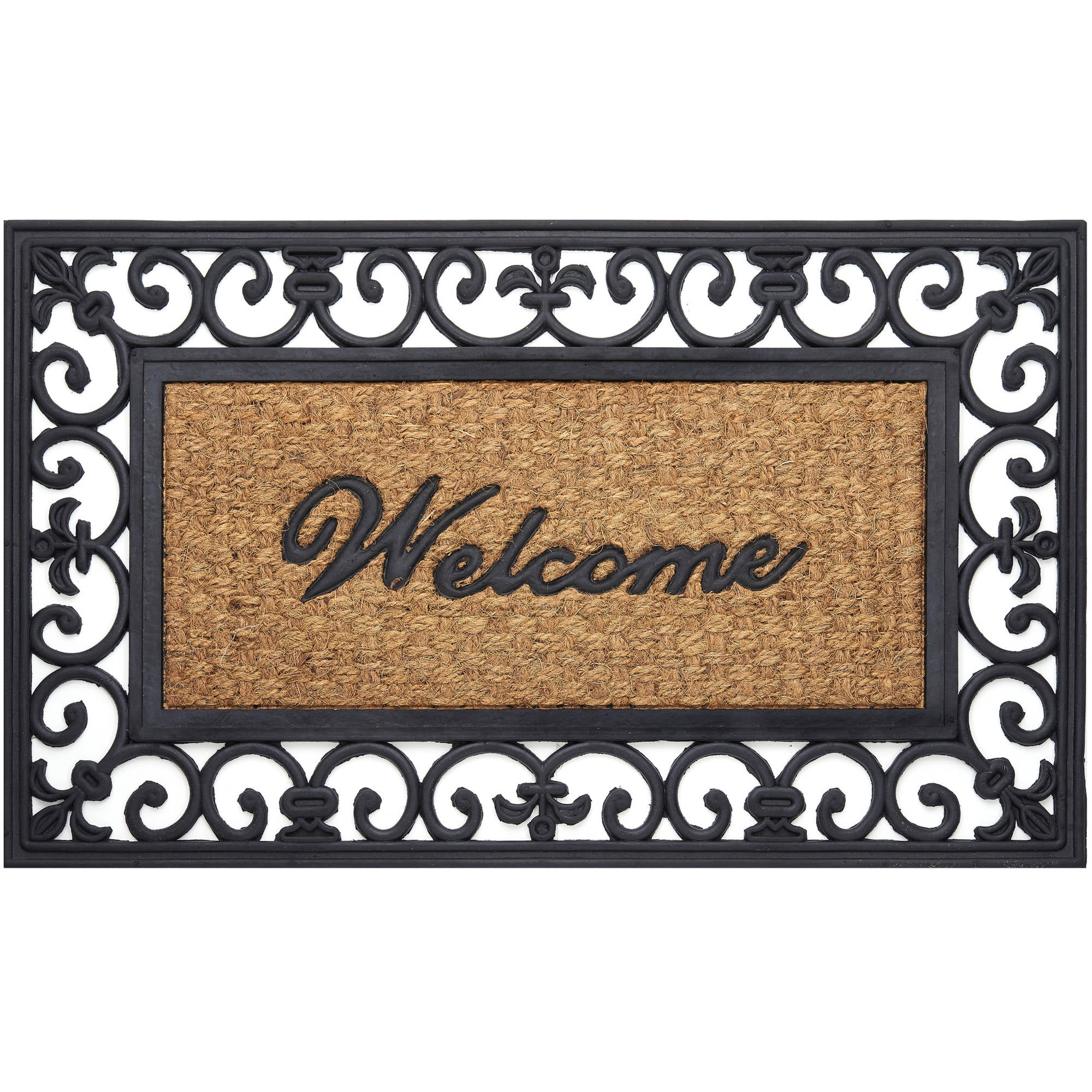 Premium Outdoor Coir Decorative Rubber Doormat 18 x 30-Inch