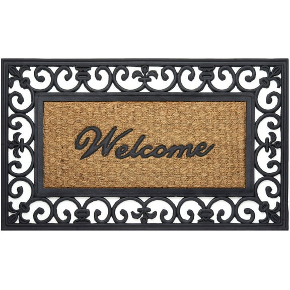 Achim Wrought Iron Rubber Doormat Fleur De Lis, 18" x 30"