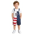 thumbnail image 2 of Coerni July 4th Denim Overalls for Boys & Girls American Flag Printed Bib Jumpsuits Independence Day Celebration Shorts Rompers 5-14 Years, 2 of 5