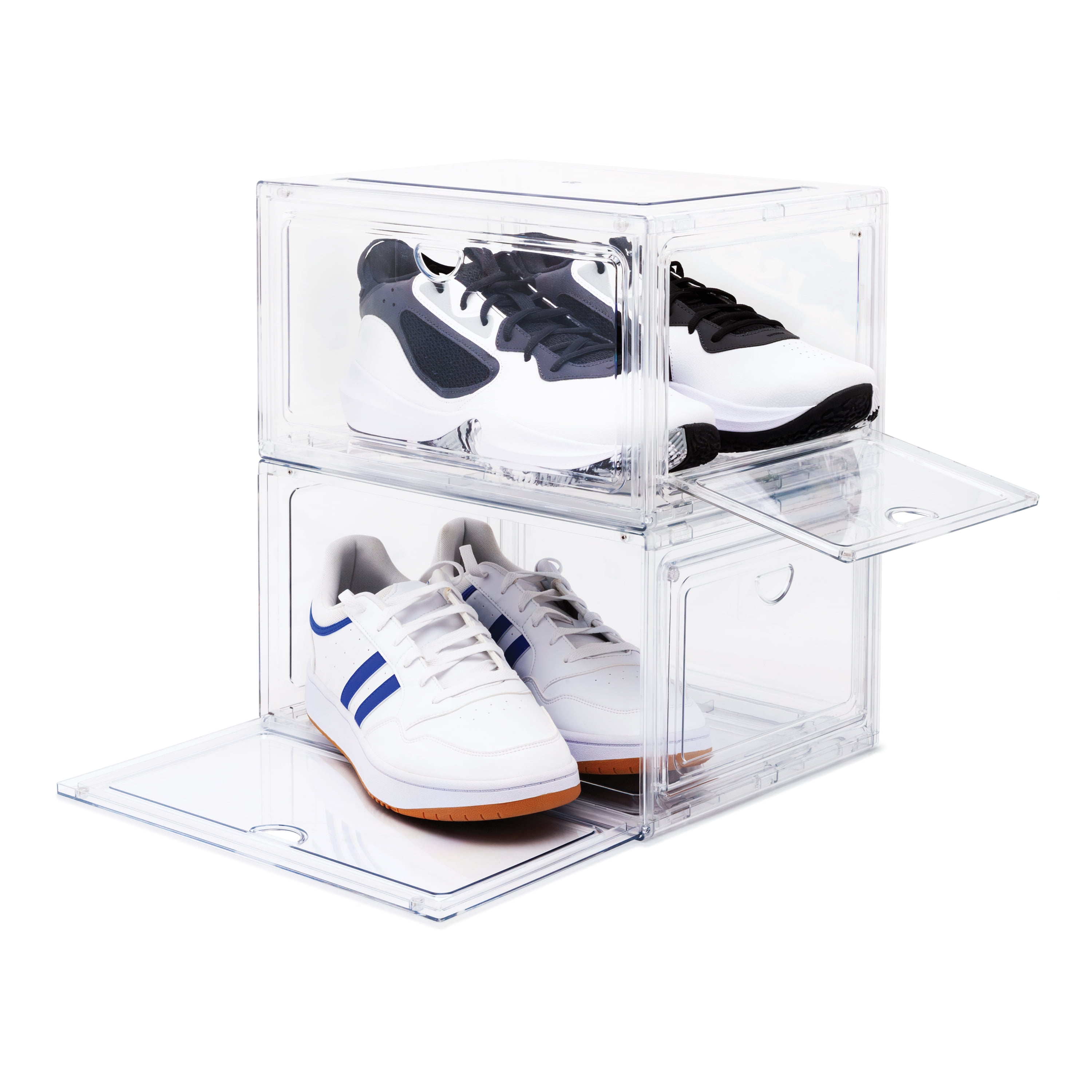 Qualiazero Stackable, Double Magnetic Doors, Organizer & Shoebox, Clear, 8-pack