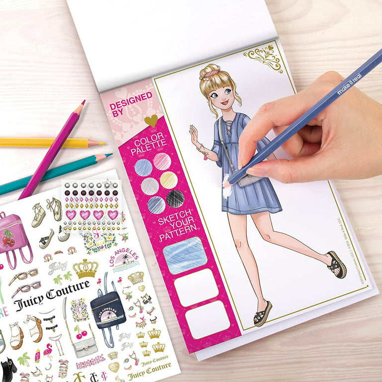 Make It Real - Juicy Couture Kids Fashion Design Kit - Scratch Art Plates,  Stickers, Colored Pencils & More