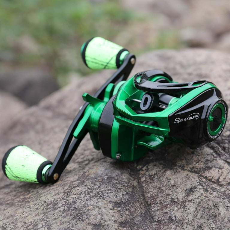 Sougayilang Fishing Baitcasting Reels 7.3:1 Gear Ratio with Magnetic Braking System Fishing Reels, Size: Left Hand, Green
