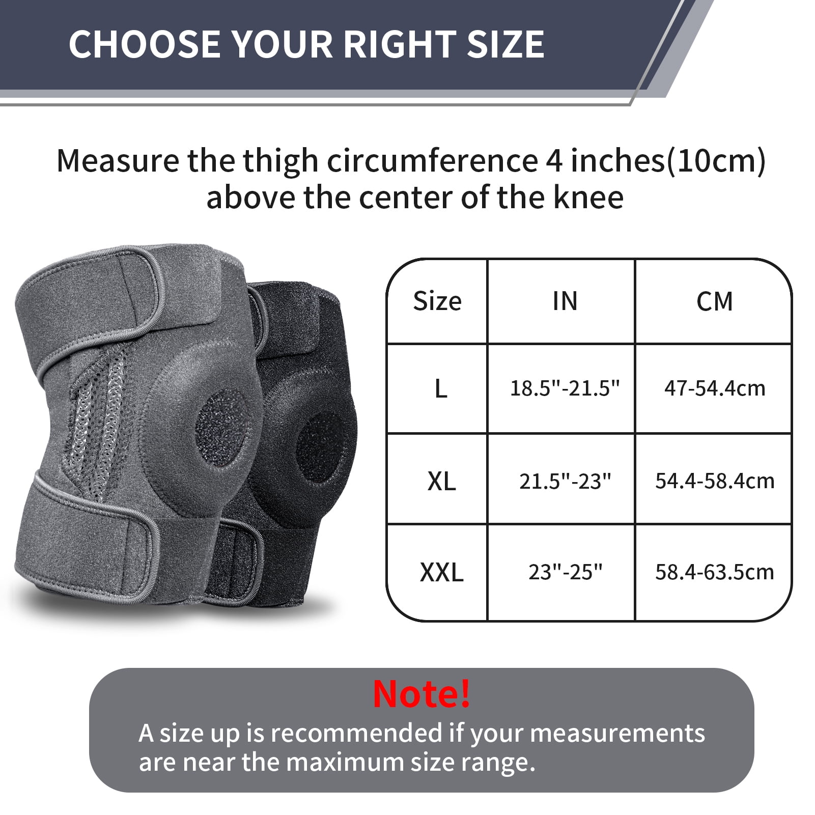 Super Joy Unisex Knee Brace with Side Stabilizers & Patella Gel Pads, Ideal for Pain Relief, Sports Injuries & Post-Surgery Recovery, Gray XL
