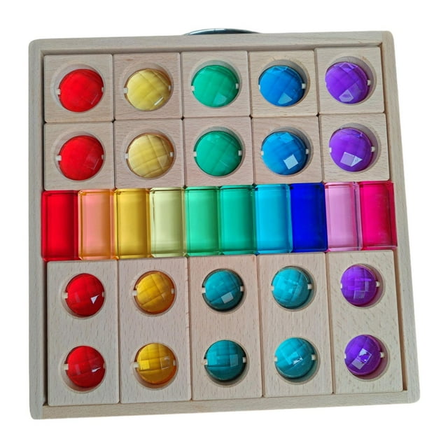 Juego de bloques de madera acrílica, cubos de construcción, juguetes educativos, juguetes Montessori, juego de apilamiento de arcoíris para niños de 3 3 bloques de las clases