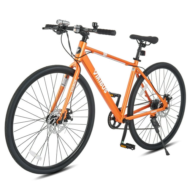 Viribus Hybrid Bike 700c Road Bike for Men & Women City Bike with Dual Disc Brakes Orange