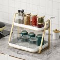 thumbnail image 2 of Estante de Secado de Tazas de 2 Niveles con Bandeja de Drenaje, Bandeja Estante de Estante Seco con Bandeja de Drenaje Encimera Estante de Pie Moderno para Beber Tazones de Botellas de Vidrio, 2 of 9