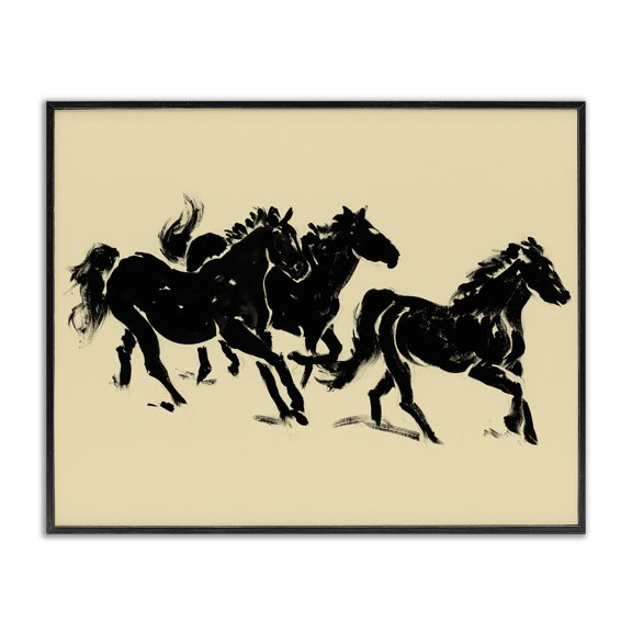 Stupell Industries Farmhouse Horses in Motion Run Black Framed Giclee Art, 14 x 11, by Victoria Barnes