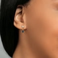 thumbnail image 4 of Gem Stone King 14K Yellow Gold Blue Sapphire and White Topaz Drop Dangle Earrings for Women (1.38 Cttw, Gemstone Birthstone, Oval 6X4MM, Round 3MM), 4 of 4