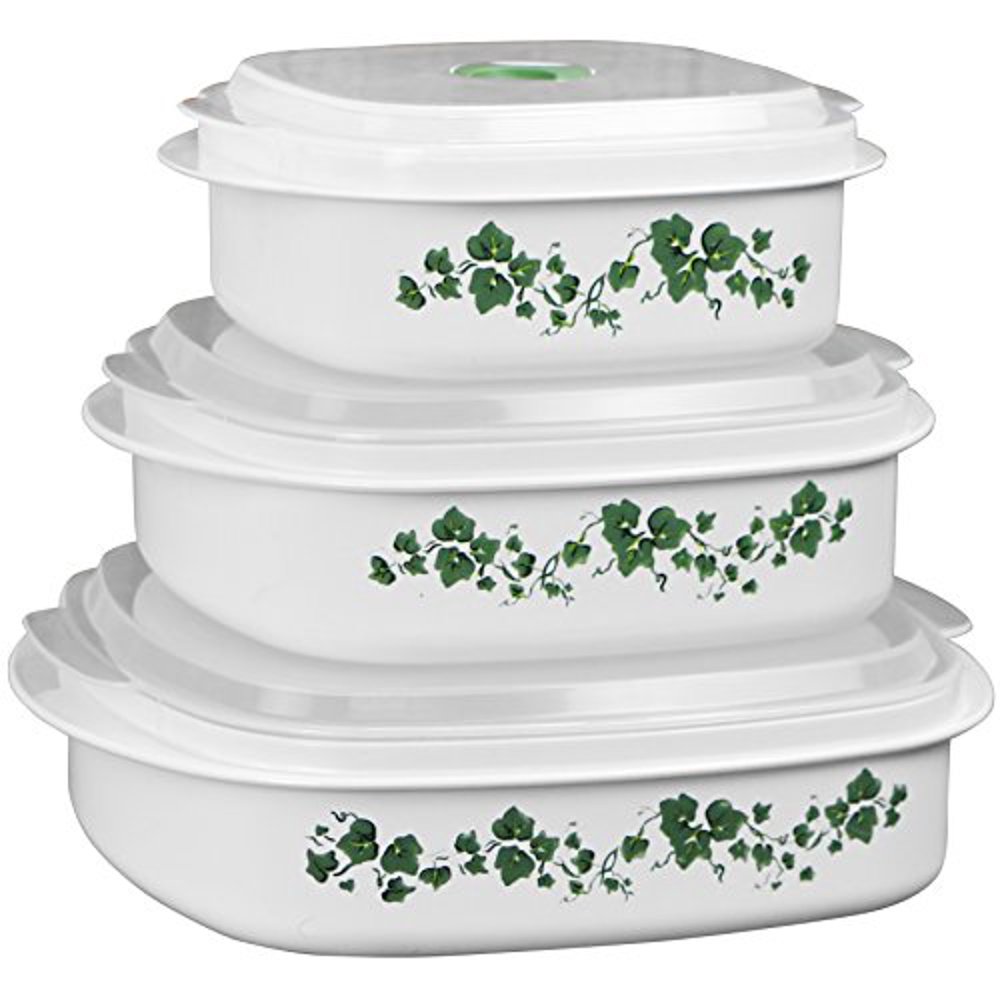 Reston Lloyd 6Piece Microwave Cookware, Steamer, Storage Set Corelle Coordinates, White