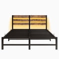 thumbnail image 6 of Tcbosik Bed Frame Queen Size with Charging Station, LED Bed Frame with Wood Headboard, Metal Platform Bed with Under Bed Storage, No Box Spring Needed, Brown, 6 of 10