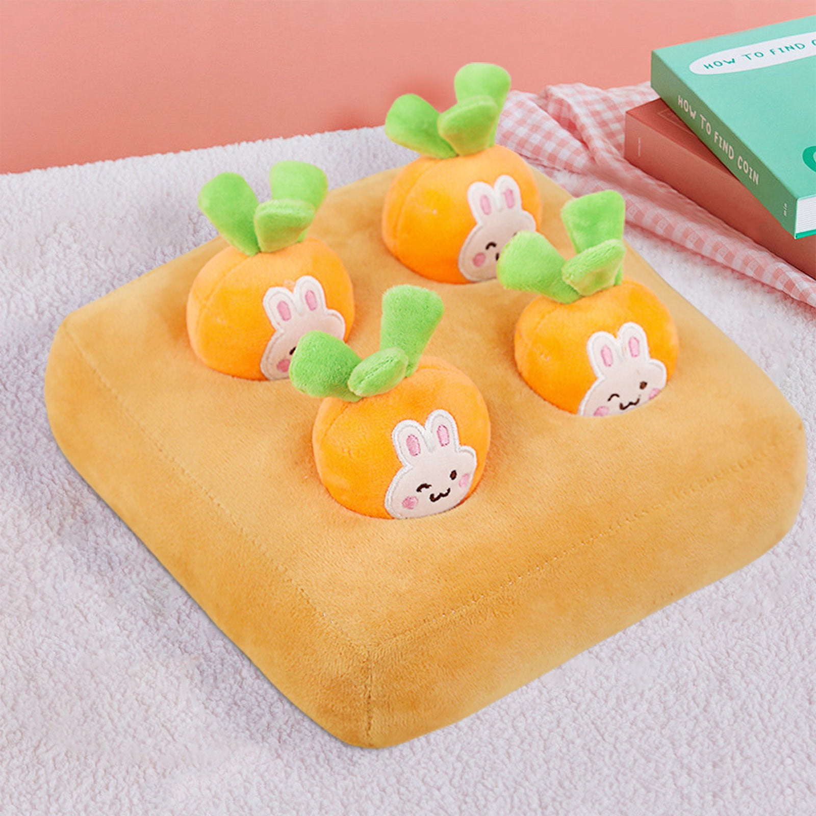 Interactive Strawberry Picking Toy, Plush Carrot Garden Playset, Pet Dog Cat Rabbit Toy, Hide-And-Seek Treat Dispenser, Soft Sensory Play Toy